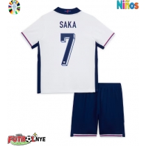 Camiseta Inglaterra Bukayo Saka #7 Primera Equipación para niños Eurocopa 2024 manga corta (+ pantalones cortos)